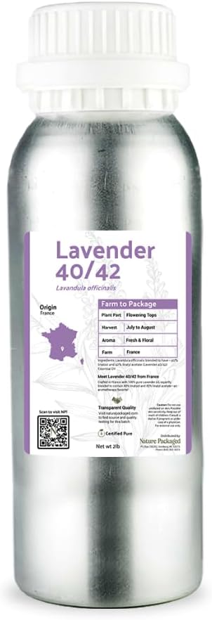 Lavender 40/42 Essential Oil Direct from France - Essential Oil for Candle Making and Soaps - Pure Lavender 40/42 Oil for Aromatherapy, Skincare, Haircare, Perfumes (2lbs)