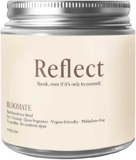 Bloomate Reflect Candle – Handcrafted 3.5 oz Soy & Coconut Wax | Frankincense, Myrrh & Sandalwood | Plant-Based & Clean-Burning