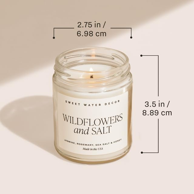 Sweet Water Decor Favorite Sweater Candle, Autumn Notes of Coconut, Jasmine, & Cashmere, 40+ Hour Burn Time, Non-Toxic Soy Wax Blend, Poured in The USA, Cotton Wick, 9oz Glass Jar with Gold Lid