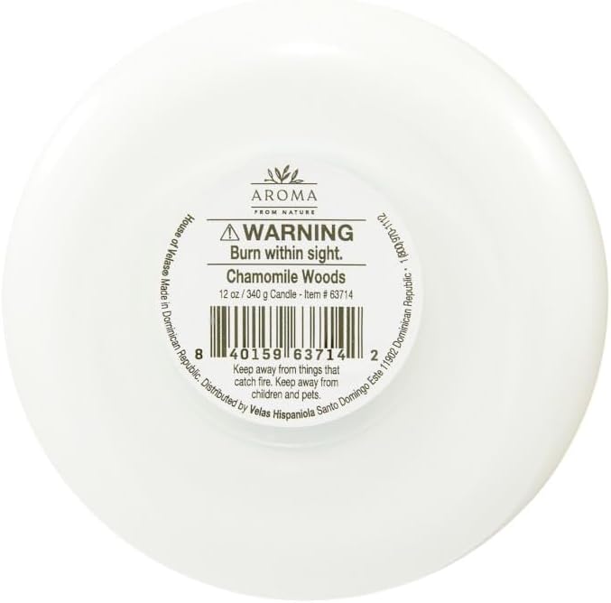 Aroma from Nature Wellness Collection Candle, 12 oz, 2 Cotton Wicks, Chamomile Woods, Large Painted Jar