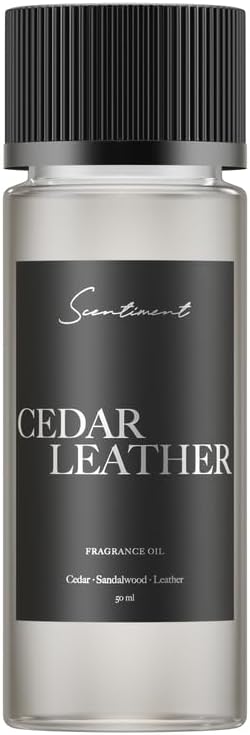 Scentiment Diffuser Oil - Cedar Leather Fall Collection | Aromatherapy Home Fragrance | Luxurious Scent with Lemon, Jasmine Sandalwood, Amber, Lavender, Vanilla, & Musk (50ml)