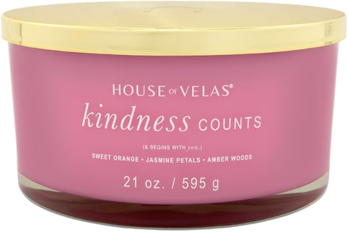 Burnable Sensations Candle, 21 oz, 4 Cotton Wicks, Kindness Counts - Lavender Citrus, Large Painted Jar