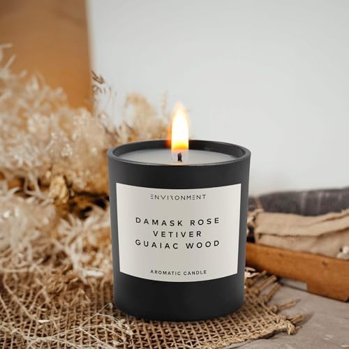ENVIRONMENT Inspired by 5-Star Resort FMT Candle, 8oz Luxury Coconut Apricot Wax Candles for Home (Damask Rose | Vetiver | Guaiac Wood) Home Fragrance Products, 1 Wick Candle, Vegan & Cruelty-Free