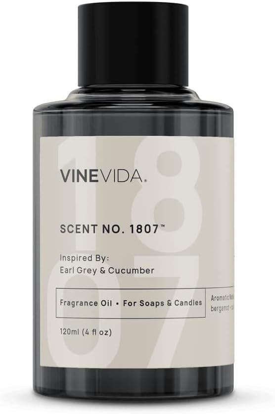 VINEVIDA [120mL] Earl Grey & Cucumber Fragrance Oil for Candle Making - Natural Candle Oil Scents - Soap Making Essential Oil - Made in USA