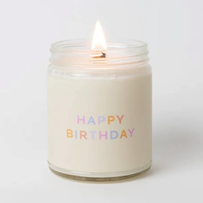 Fontana Candle Co. Celebration Collection, Happy Birthday – 9oz Scented Candle with Beeswax, Coconut Oil & Pure Essential Oils – Wood Wick, Clean Burn – Non-Toxic Candles for Home & Room Décor