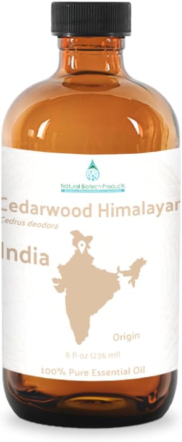 Cedarwood Himalayan Essential Oil - 100% Pure Steam Distilled Natural Cedarwood Himalayan Oil (Aceite de Cedro) from Natural Biotech NBT India for Aromatherapy & DIY Projects - 8oz