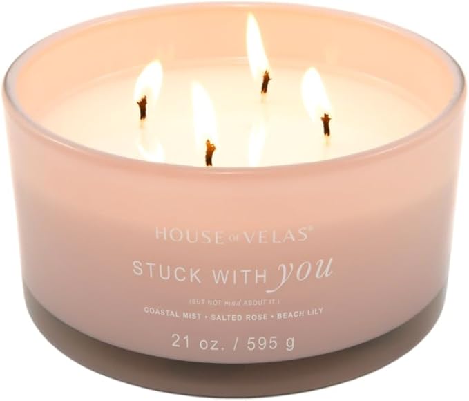 Burnable Sensations Candle, 21 oz, 4 Cotton Wicks, Stuck with You - Fresh Coastal, Large Painted Jar