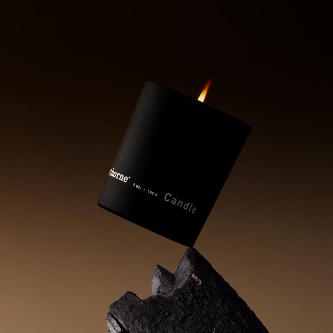 Hawthorne Citrus & Woody Cologne-Scented Candle. Crisp, Clean Citrus with a Grounded Woody Base. Notes of Grapefruit, Eucalyptus, Neroli, and Cedar. Soy Blend Wax, 7 Oz. About 50 Hours of Burn Time.