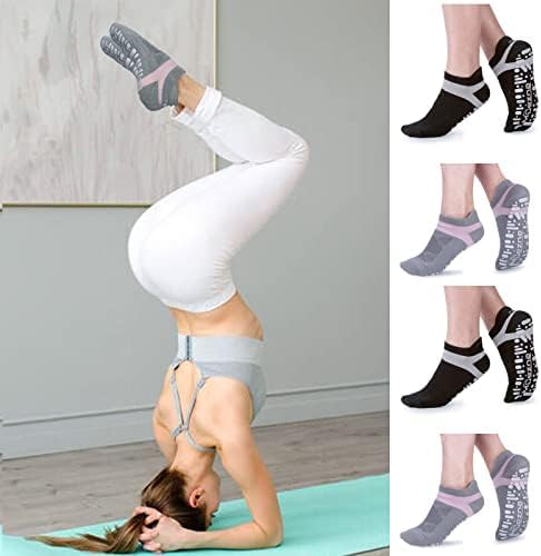 Muezna Non Slip Yoga Socks for Women, Anti-Skid Pilates, Barre, Hospital Socks with Grips, Size 5-10