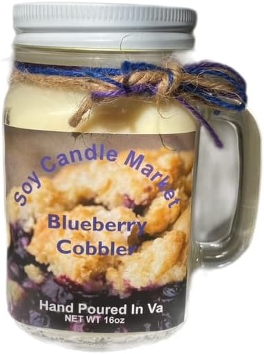 Soy Scented Candles | Handmade & Highly Aromatic Candles Burns Upto 85 Hours in Glass Jar - Perfect for Home Decor, Wedding, Birthday, Dinner (Blueberry Cobbler, 16 oz)