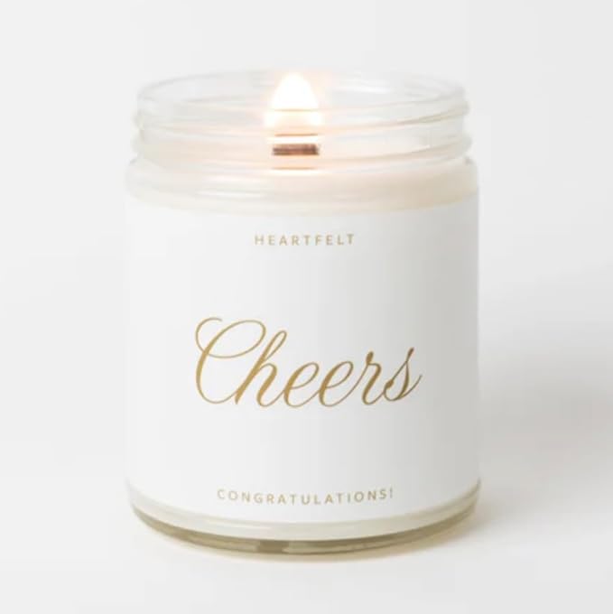 Fontana Candle Co. Celebration Collection, Cheers! Congratulations – 9oz Scented Candle with Beeswax, Coconut Oil & Essential Oils – Wood Wick, Clean Burn – Non-Toxic Candles for Home & Room Décor