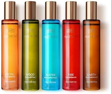 MATRUM Five Element Essential Oil Roll-On Set – 100% Pure Aromatherapy Blend for Stress Relief, Anxiety Ease, Relaxation & Sleep Support, Circulation & Balance, Self-Care Gift, 2.5 Fl Oz
