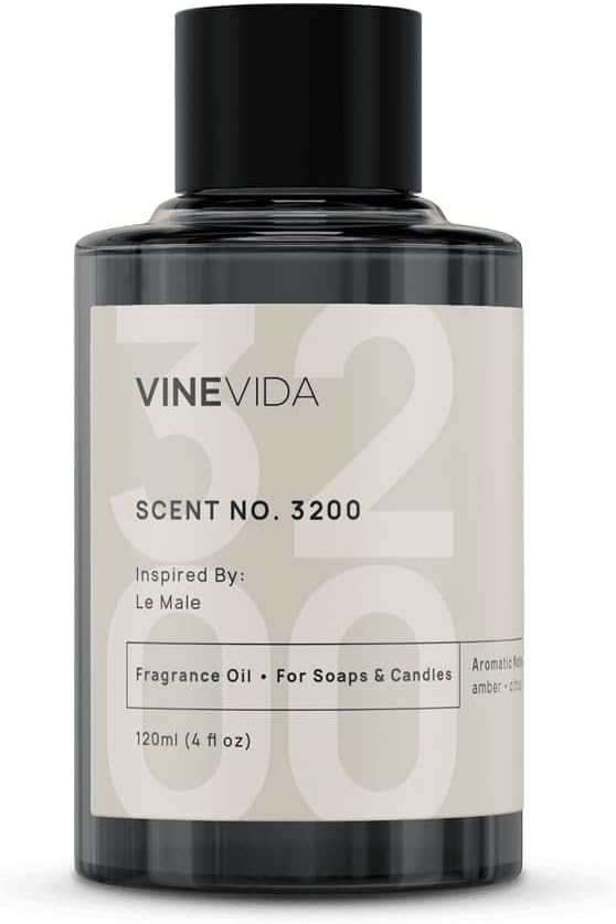 VINEVIDA [4oz] (Our Version of) Jean Paul Gaultier Le Male Fragrance Oil for Candle Making Scents Soap Making, Perfume Oils, Soy Candles, Home Diffusers, Bath Scent Bomb Oils 4 Fl Oz (Pack of 1)