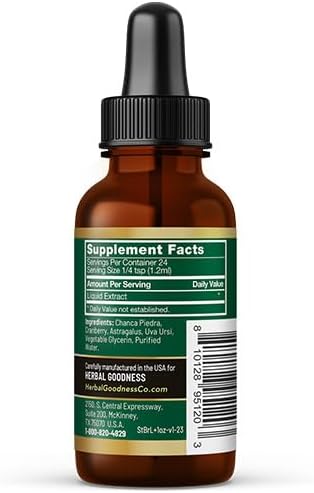 Herbal Goodness Chanca Piedra Stone Breaker Liquid Extract 1 fl.oz - Kidney & Gallbladder Cleanse Support Supplement with Cranberry, Uva Ursi & Astragalus for Urinary Tract Health Non-GMO, Vegan Drops