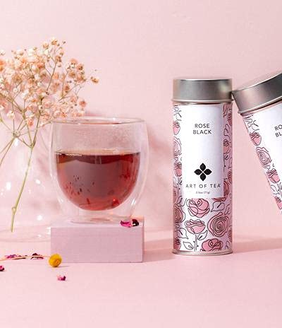 Art of Tea | Rose Black 2.5oz | Naturally Caffeinated Rose Tea | Artisan Loose Leaf Tea Tin