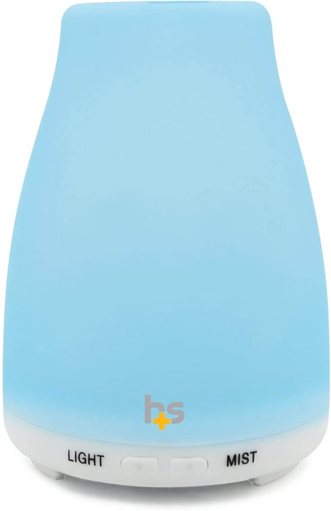 HealthSmart Essential Oil Diffuser, Cool Mist Humidifier and Aromatherapy Diffuser with 150ML Tank Ideal for Small Rooms, Adjustable Timer and Mist Mode, White