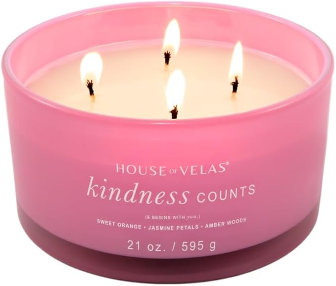 Burnable Sensations Candle, 21 oz, 4 Cotton Wicks, Kindness Counts - Lavender Citrus, Large Painted Jar