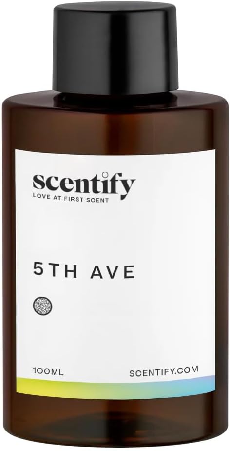 Scentify 5th Ave Aroma Oil Refill Scent for Oil Diffusers - Bergamot, Floral, Gardenia Scents - Luxurious Relaxing Aromatherapy Diffuser Fragrance 100ml, 3.38 oz