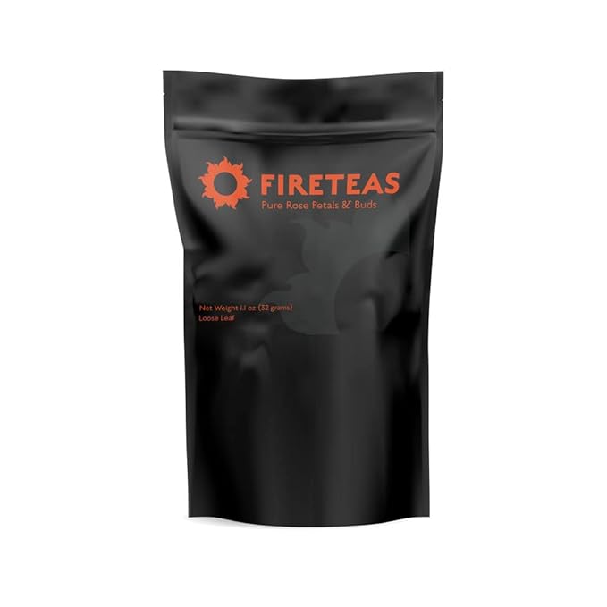 FIRE TEAS Pure Rose Tea - Dried Rose Petals, Buds & Flowers - Packaged in the USA.