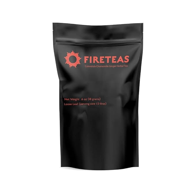 FIRE TEAS Calendula Chamomile Herbal Tea w/Ginger - Great Health Benefits & Antioxidant Rich, Beautiful Mix of Herbal Flowers, healthy -