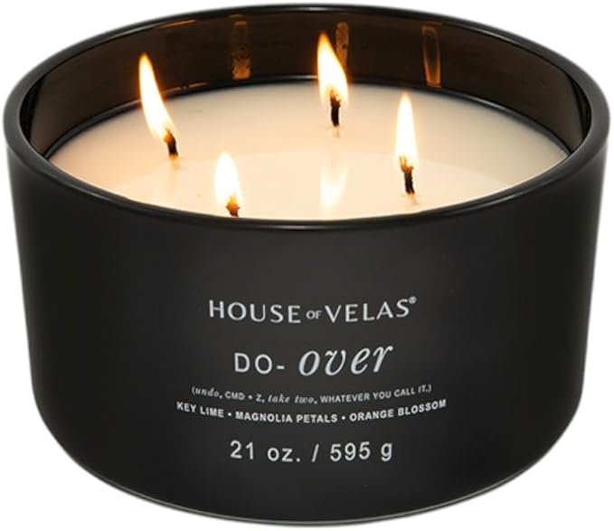 Burnable Sensations Candle, 21 oz, 4 Cotton Wicks, Do-Over - Citrus Woods, Large Painted Jar