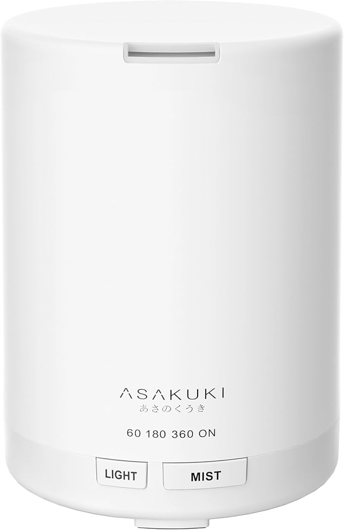 ASAKUKI Essential Oil Diffuser, 5-in-1 Quiet Humidifier, Home Fragrance Aroma Diffuser with 7 LED Color Changing Light and Auto-Off Switch (Pure White)