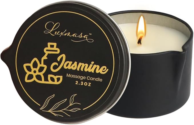 Low Temperature Pure Natural Soybean Oil Candle Massage Wax, Home Scented Aromatherapy Candle for Body Treatment and Skin Moisturizing Jasmine Scent 2.35 OZ