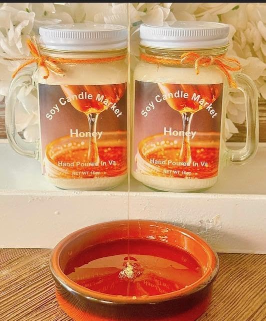 Soy Scented Candles | Handmade & Highly Aromatic Candles Burns Upto 85 Hours in Glass Jar - Perfect for Home Decor, Wedding, Birthday, Dinner (Honey, 12 oz)