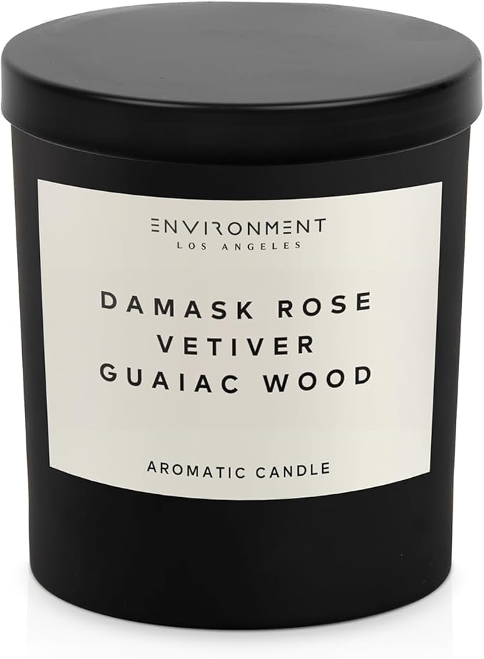 ENVIRONMENT Inspired by 5-Star Resort FMT Candle, 8oz Luxury Coconut Apricot Wax Candles for Home (Damask Rose | Vetiver | Guaiac Wood) Home Fragrance Products, 1 Wick Candle, Vegan & Cruelty-Free