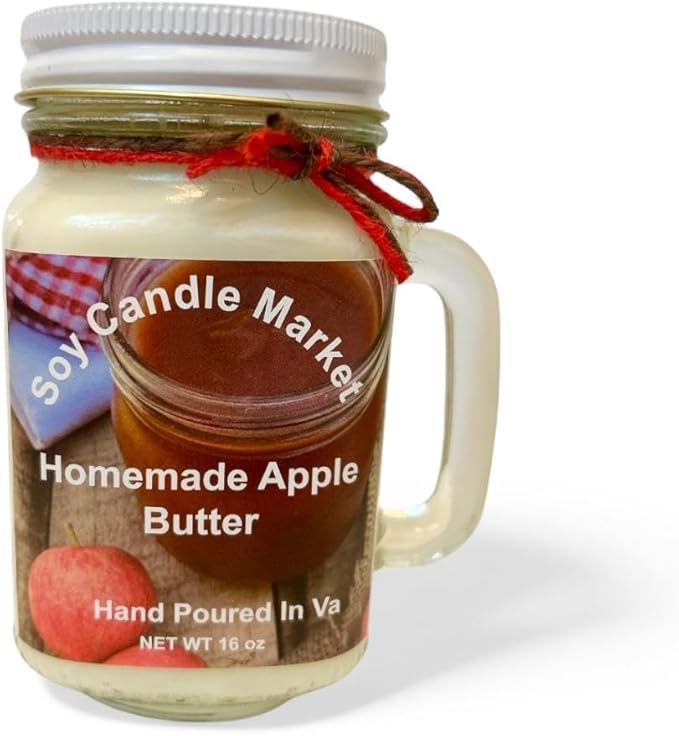 Soy Scented Candles | Handmade & Highly Aromatic Candles Burns Upto 85 Hours in Glass Jar - Perfect for Home Decor, Wedding, Birthday, Dinner (Apple Butter, 12 oz)
