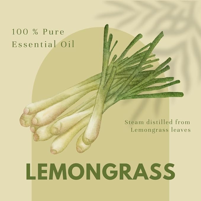 GreenHealth Lemongrass Essential Oil – 16 fl oz (473 ml) – 100% Pure & Uncut | Amber Glass Bottle for Aromatherapy, Cleaning, Candle Making & DIY Use