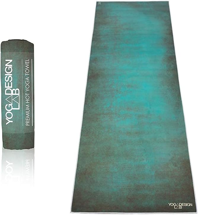yogadesignlab | The HOT Yoga Towel | Premium Non Slip Colorful Towel | Designed in Bali | Eco Printed + Quick Dry + Mat Sized | Ideal for Hot Yoga, Bikram, Ashtanga, Sport, Travel! (Aegean Green,)