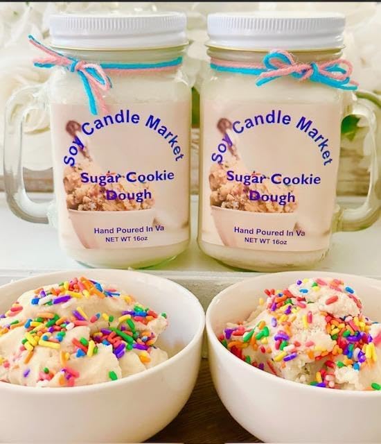 Soy Scented Candles | Handmade & Highly Aromatic Candles Burns Upto 85 Hours in Glass Jar - Perfect for Home Decor, Wedding, Birthday, Dinner (Sugar Cookie Dough, 12 oz)