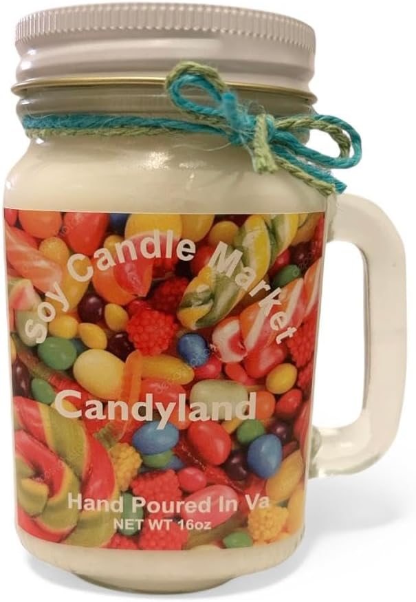 Soy Scented Candles | Handmade & Highly Aromatic Candles Burns Upto 85 Hours in Glass Jar - Perfect for Home Decor, Wedding, Birthday, Dinner (Candyland, 16 oz)