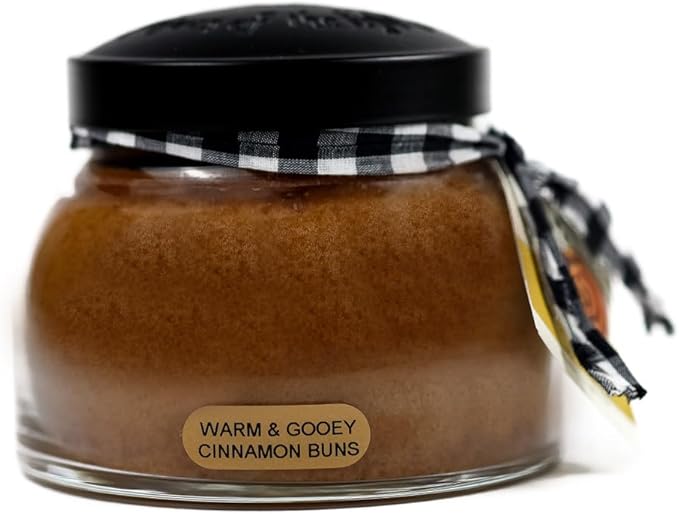 A Cheerful Giver - Warm & Gooey Cinnamon Buns Mama Scented Glass Jar Candle (22oz) with Lid & True to Life Fragrance Made in USA