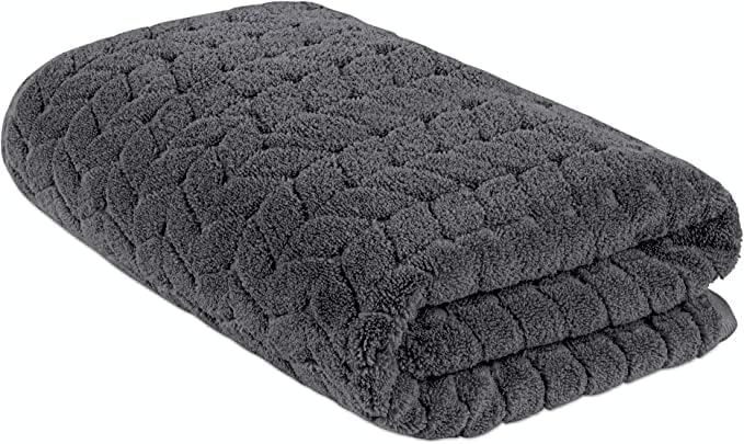 BAGNO MILANO Turkish Bath Towels, Soft Plush Jacquard Luxury Bath Towels, Quick Dry Towel Set (Charcoal, Bath Sheet)