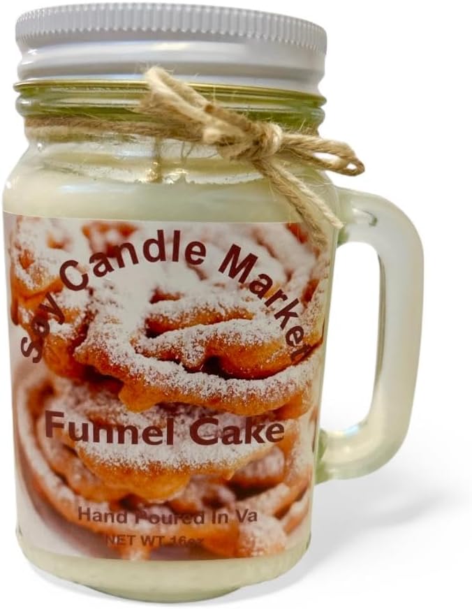 Soy Scented Candles | Handmade & Highly Aromatic Candles Burns Upto 85 Hours in Glass Jar - Perfect for Home Decor, Wedding, Birthday, Dinner (Funnel Cake, 12 oz)
