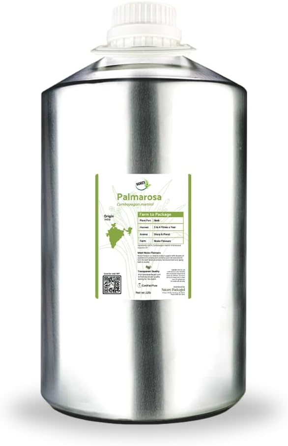 Palmarosa Essential Oil Direct from Norex Flavours India for Skin and Aromatherapy - Aceite de Palmarosa for Candle Scent for Candlemaking and Soaps (22lbs)