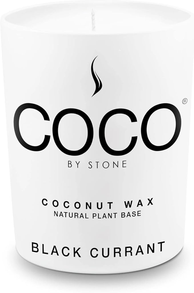 COCO by Stone 6.5oz Candle, Coconut Apricot Wax Candle for Home (Black Currant) Home Fragrance Products, 1 Wick, Enhance Indoor Aroma, Vegan & Cruelty-Free, Clean Burning and Hand Poured