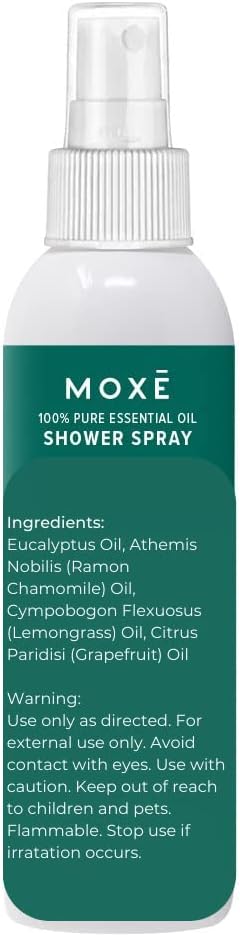 MOXE Eucalyptus Oil Shower Mist, Spa Steam Spray, Certified Natural 100% Essential Oils, Made in USA, Aromatherapy, Sinus Congestion Relief, Tension Relief (8oz)