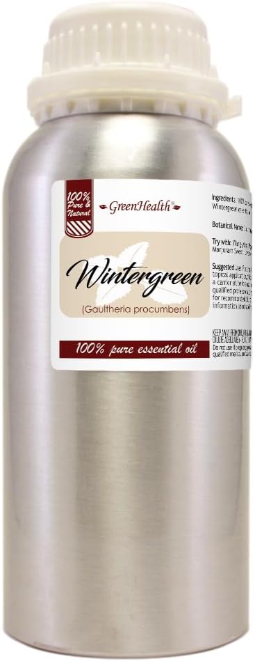 16 fl oz - Wintergreen Essential Oil (100% Pure & Uncut), Aluminum Bottle - GreenHealth