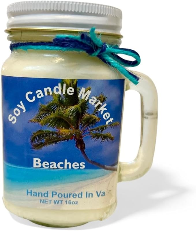 Soy Scented Candles | Handmade & Highly Aromatic Candles Burns Upto 85 Hours in Glass Jar - Perfect for Home Decor, Wedding, Birthday, Dinner (Beaches, 12 oz)