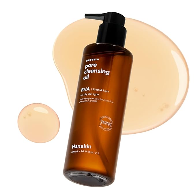Hanskin BHA Pore Cleansing Oil, Gentle Blackhead Cleanser and Makeup Remover for Combination and Oily Skin, Korean Skincare [BHA/10.14 oz]