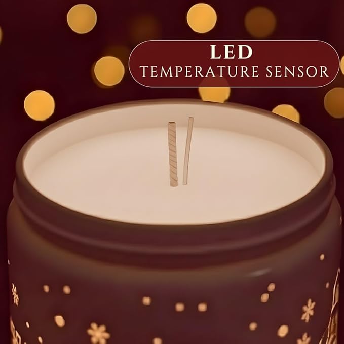 Black Cherry Scented Candle (White Jar), 40-Hour Burn, Dual Light Glow (Flame + LED Artwork), Soy Wax Blend, Holiday Aromatherapy Gift Candle for Bedroom, Bathroom & Home – 7oz (200g)