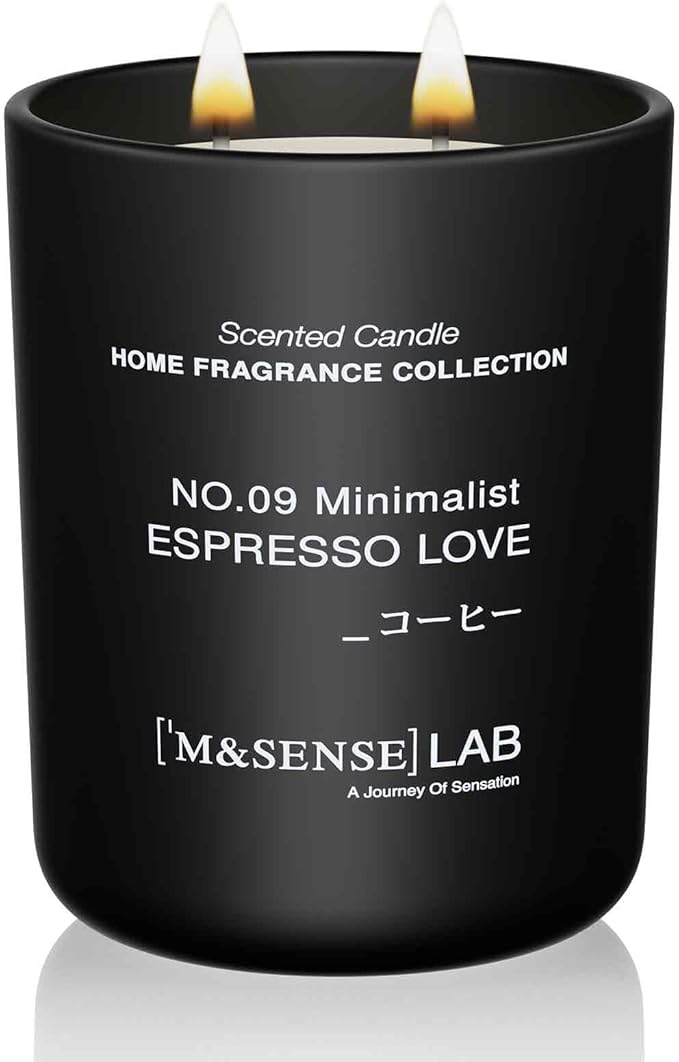 M&SENSE Natural Soy Candle| Espresso Love | 16.6 oz, 95H Burn | Minimalist Christmas Scented Candle for Relaxation, Gifting, Home Décor | for Bedroom, Office, Party Large