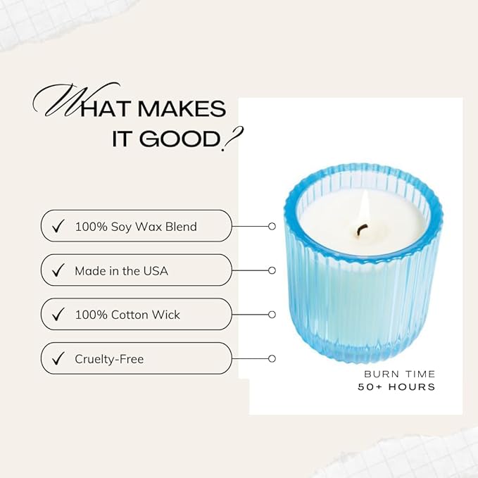 Hillhouse Naturals Outdoor Seaside Citronella 8oz Candle Colored Glass 50+ Hour Burn. 100% Soy Wax Blend. Made in The USA