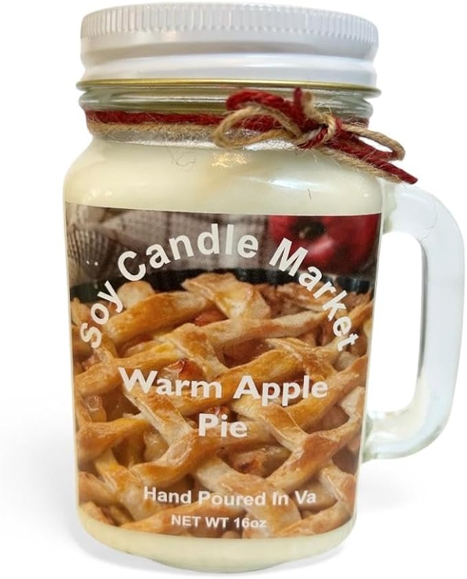 Soy Scented Candles | Handmade & Highly Aromatic Candles Burns Upto 85 Hours in Glass Jar - Perfect for Home Decor, Wedding, Birthday, Dinner (Warm Apple Pie, 16 oz)