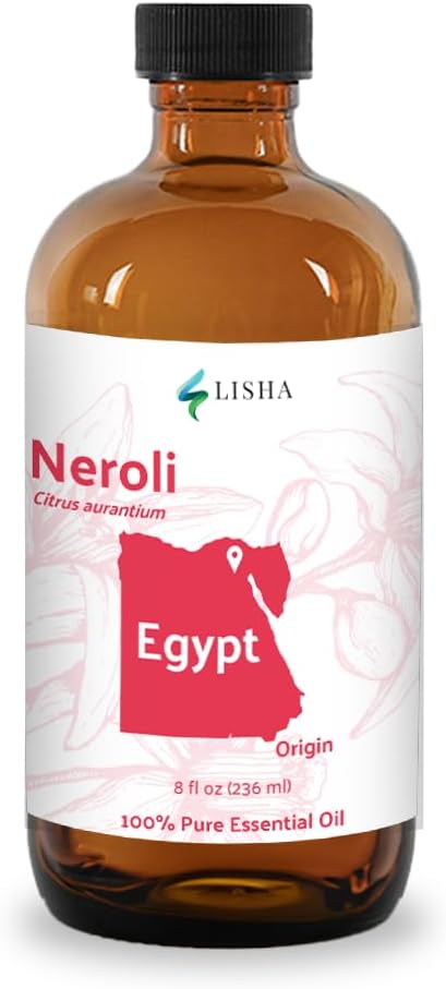 Neroli Essential Oil - Direct from Egyptian Nile Delta Farms - Steam Distilled - Aceite Azahar for Aromatherapy, Massage, Diffuser, DIY Candle and Soap Making - 8oz