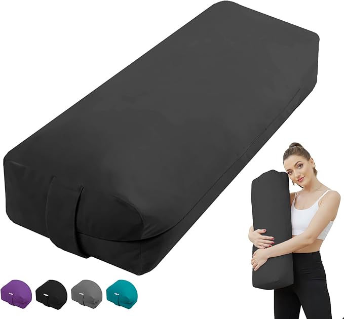 TokSay Rectangular Yoga Bolster Pillow, Meditation Pillow for Yin & Restorative Yoga, Filled with Wasted Sponge
