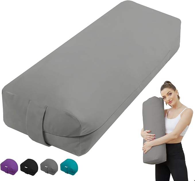 TokSay Rectangular Yoga Bolster Pillow, Meditation Pillow for Yin & Restorative Yoga, Filled with Wasted Sponge